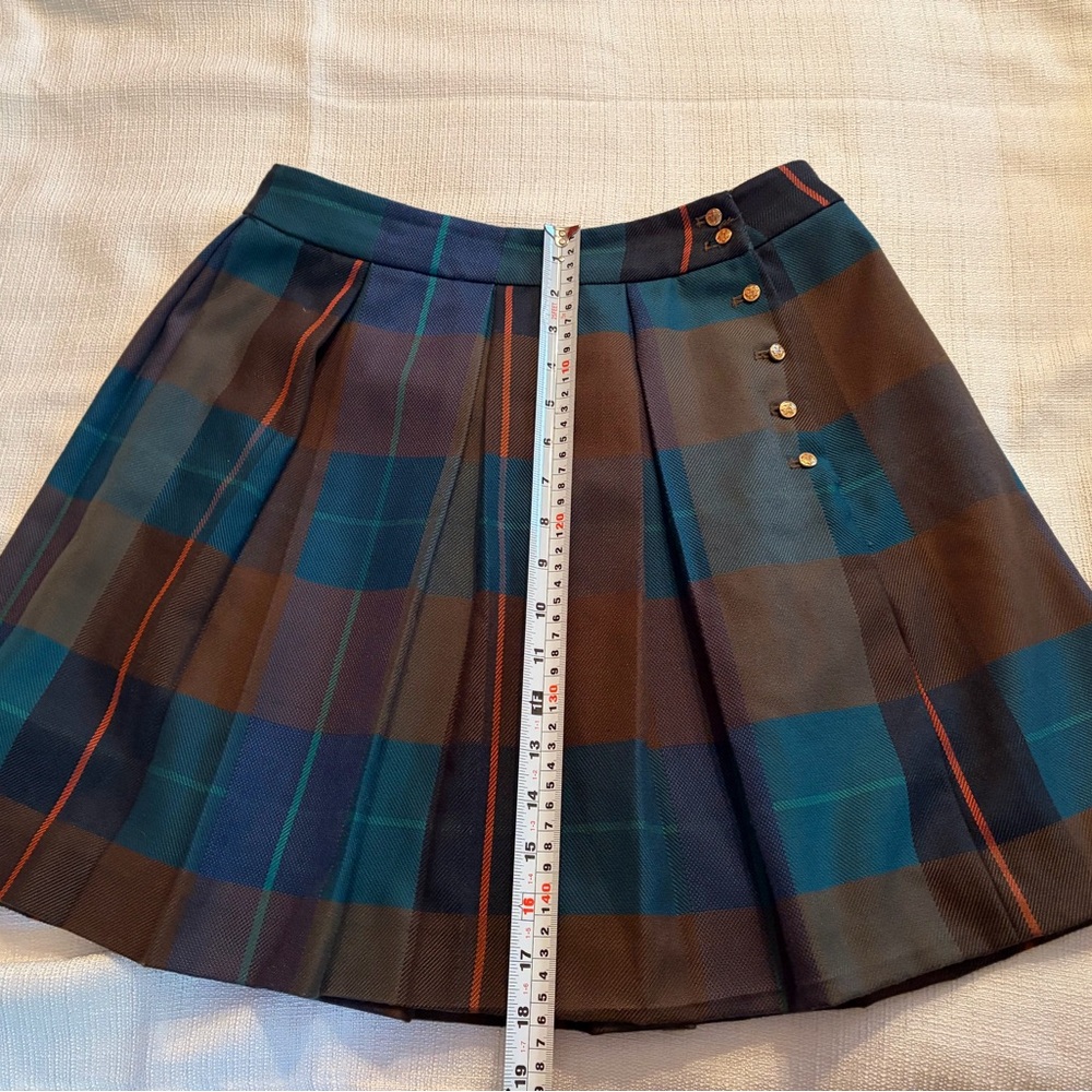 Tommy Hilfiger Teal and Brown‎ Plaid Pleated Mini Skirt - Picture 8 of 8